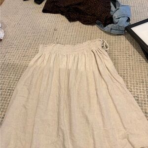 miami Cream Linen-Blend Maxi Skirt with Smocked Waist
